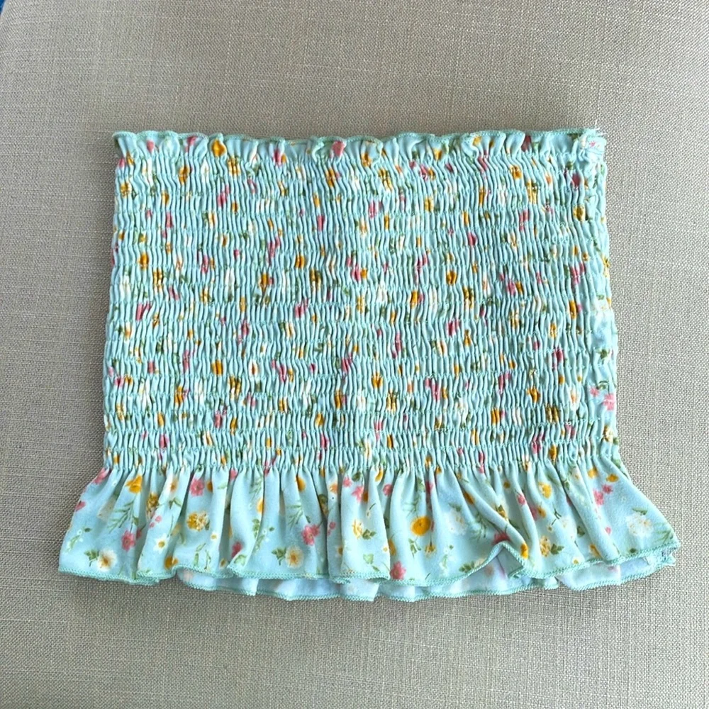 Forever 21 Smocked Printed Tube Top - Picture 2 of 9